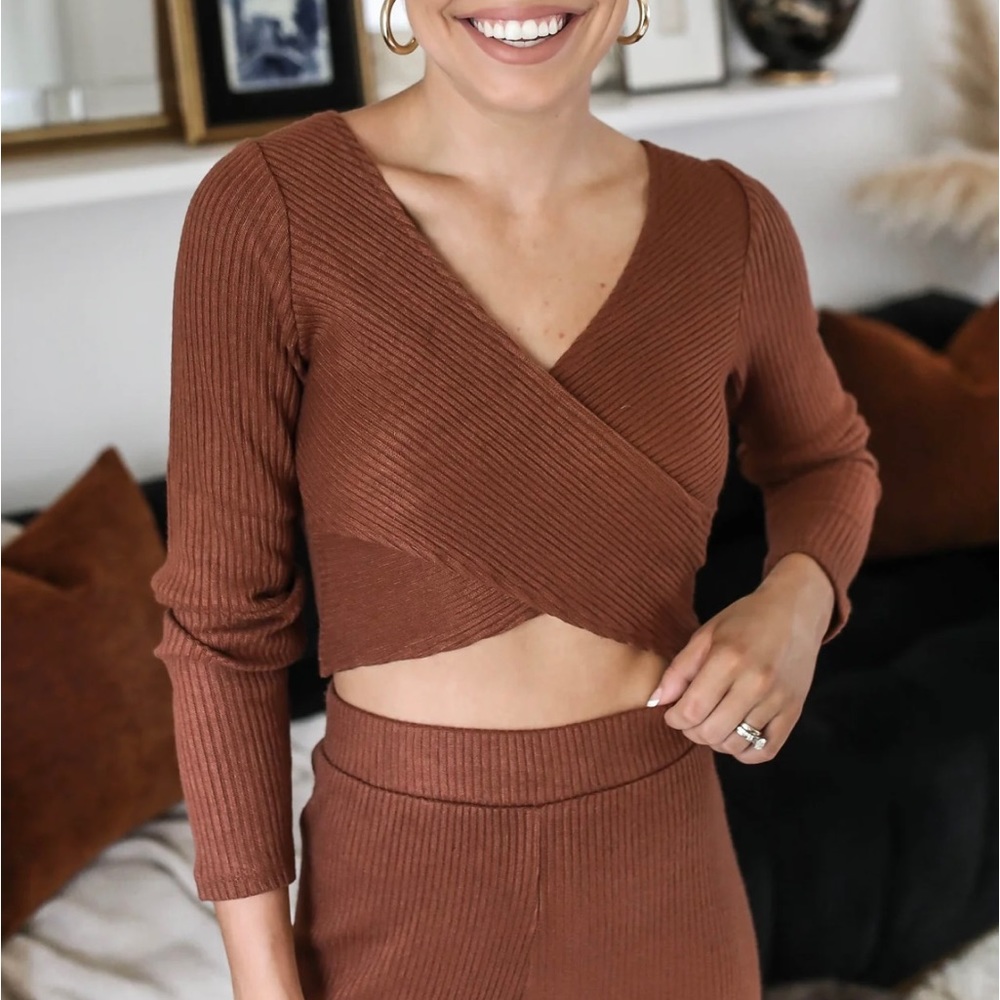 Candidly Chan Wrap Sweater Crop Top, S